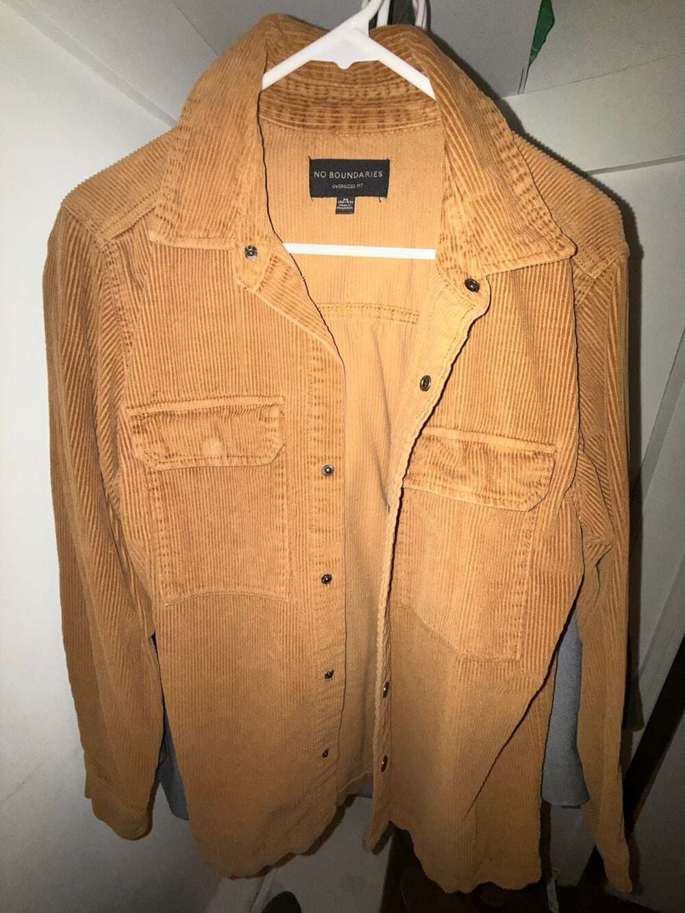 No Boundaries Oversized Fit Corduroy Long Sleeve Button-Up Shirt Jacket